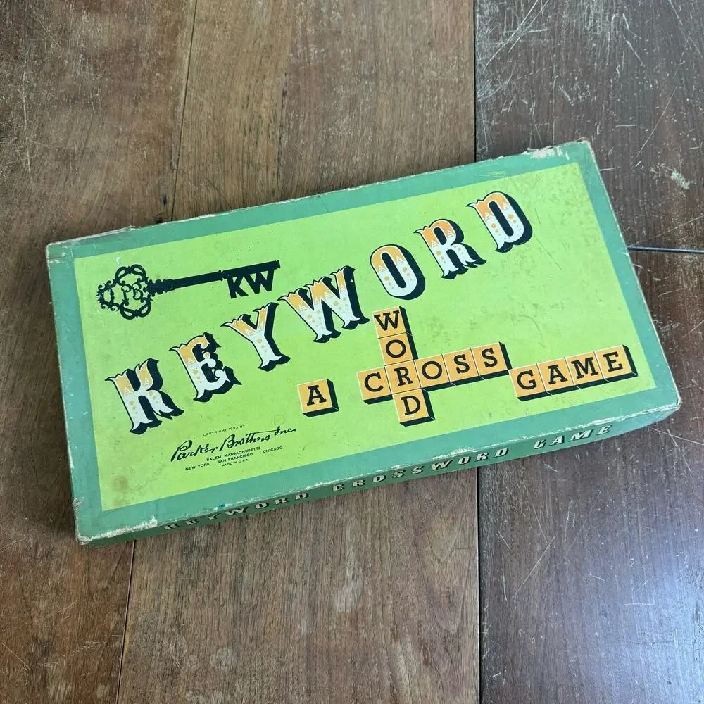 Vintage 1953 Parker Brothers Inc Keyword A Cross‎ Word Game - Incomplete